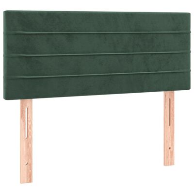 vidaXL Cama box spring colchón y LED terciopelo verde oscuro 90x200 cm