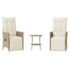 vidaXL Sillas y mesita de jard&iacute;n 3 piezas rat&aacute;n sint&eacute;tico coj&iacute;n beige