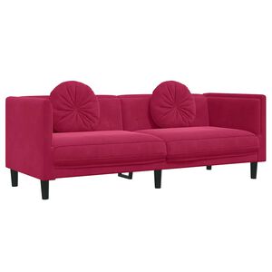vidaXL Sof&aacute; con cojines 3 plazas terciopelo rojo tinto
