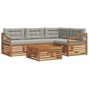 vidaXL Conjunto de sof&aacute;s de exterior 5 pcs Gris Natural y Claro