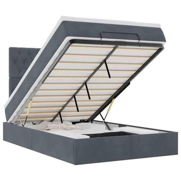vidaXL Estructura de cama otomana colchones terciopelo gris oscuro