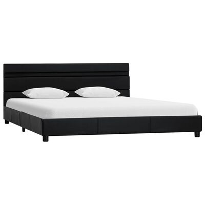 vidaXL Estructura cama con LED cuero sintético negro blanco 160x200 cm