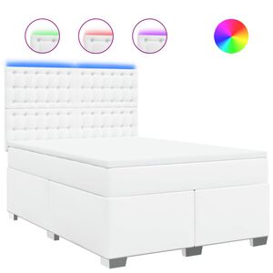 vidaXL Cama box spring con colch&oacute;n cuero sint&eacute;tico blanco 160x200 cm