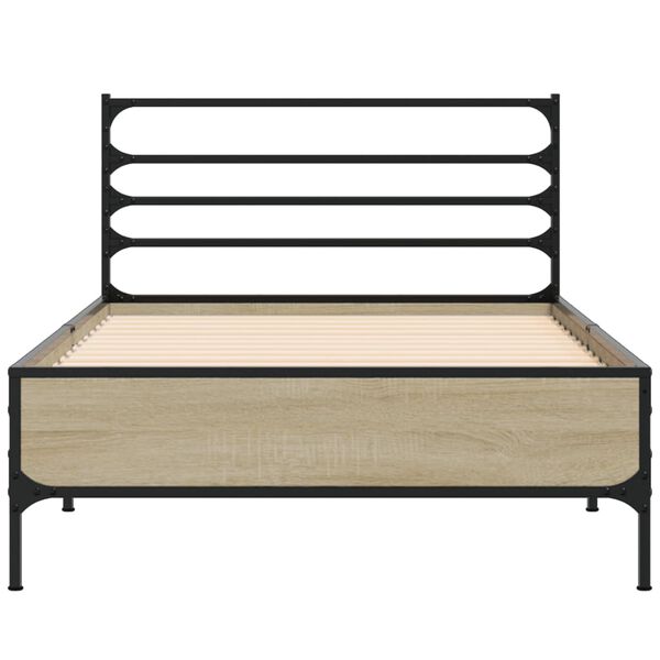 vidaXL Estructura cama madera ingenier&iacute;a metal roble Sonoma 90x190 cm