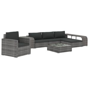 vidaXL Set de muebles de jard&iacute;n 8 pzas y cojines rat&aacute;n sint&eacute;tico gris