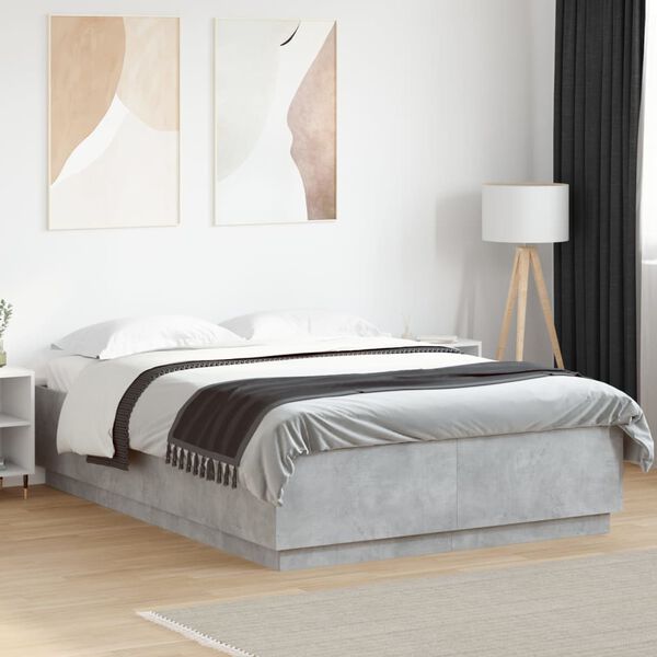 vidaXL Estructura de cama madera de ingenier&iacute;a gris hormig&oacute;n 150x200cm