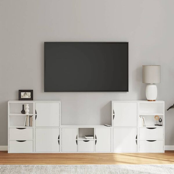 vidaXL Muebles de TV 5 uds. con almacenaje "ODDA" blanco madera pino