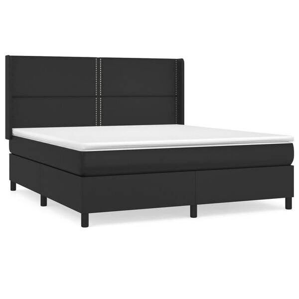 vidaXL Cama box spring con colch&oacute;n cuero sint&eacute;tico negro 160x200 cm