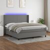vidaXL Cama box spring colch&oacute;n y luces LED tela gris oscuro 180x200 cm