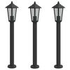 vidaXL L&aacute;mparas de suelo de exterior 3 uds acero inoxidable negro 80cm