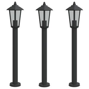 vidaXL L&aacute;mparas de suelo de exterior 3 uds acero inoxidable negro 80cm
