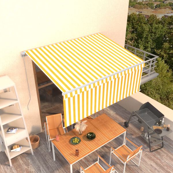 vidaXL Toldo retr&aacute;ctil manual con persiana amarillo y blanco 3x2,5 m