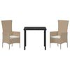 vidaXL Conjunto de Comedor de Jard&iacute;n 3 pcs Beige rat&aacute;n sint&eacute;tico