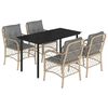 vidaXL Set comedor de jard&iacute;n 5 pzas con cojines rat&aacute;n sint&eacute;tico beige