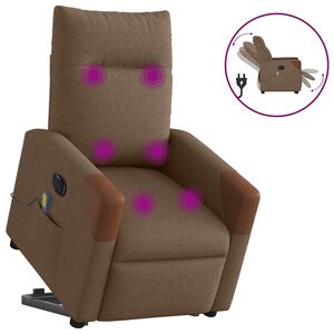 vidaXL Sill&oacute;n de masaje el&eacute;ctrico reclinable elevable tela marr&oacute;n