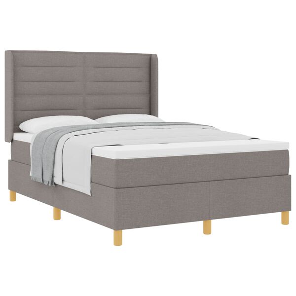 vidaXL Cama tipo Box Spring con colch&oacute;n Taup&eacute; 140 x 200 cm tela