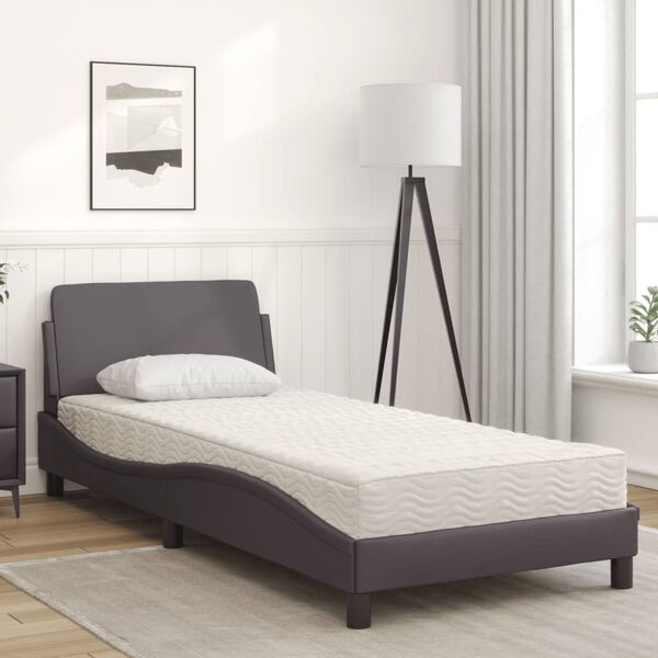 vidaXL Cama con colch&oacute;n Dover cuero sint&eacute;tico gris 90x200 cm