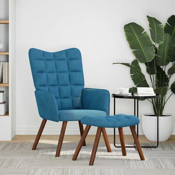 vidaXL Sill&oacute;n de relax con reposapi&eacute;s terciopelo azul