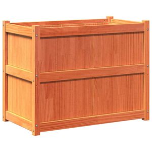 vidaXL Jardinera exterior madera maciza pino marr&oacute;n cera 90x50x70 cm