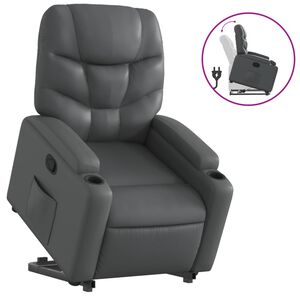 vidaXL Sill&oacute;n reclinable elevable cuero artificial gris