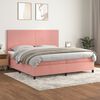 vidaXL Cama box spring con colch&oacute;n terciopelo rosa 200x200 cm
