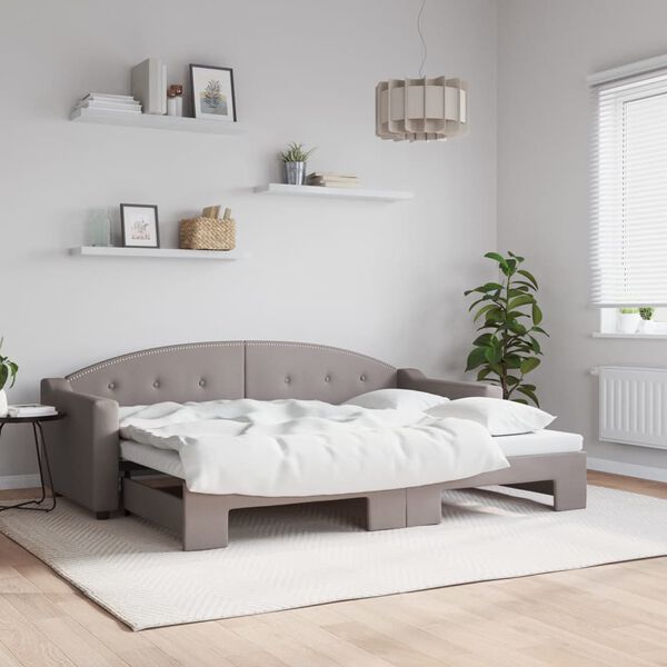 vidaXL Sof&aacute; cama nido tela gris taupe 80x200 cm