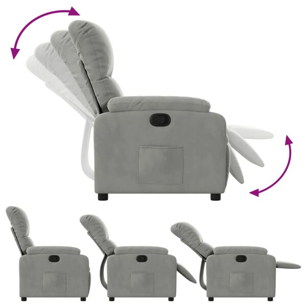 vidaXL Sillón reclinable tela de microfibra gris claro