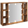 vidaXL Mueble con espejo y LED madera ingenier&iacute;a envejecida 76x15x55cm