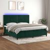 vidaXL Cama box spring colch&oacute;n y LED terciopelo verde oscuro 200x200cm