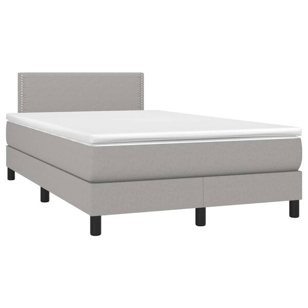 vidaXL Cama box spring con colch&oacute;n tela y LED gris claro 120x200 cm