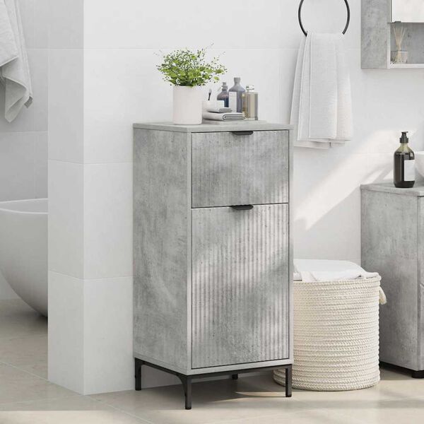 vidaXL Gabinete de Baño con cajón Gris Concreto 39,5 x 36 x 88 cm