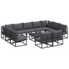 vidaXL Conjunto de sof&aacute;s de jard&iacute;n con coj&iacute;n 12 pcs Negro Aluminio