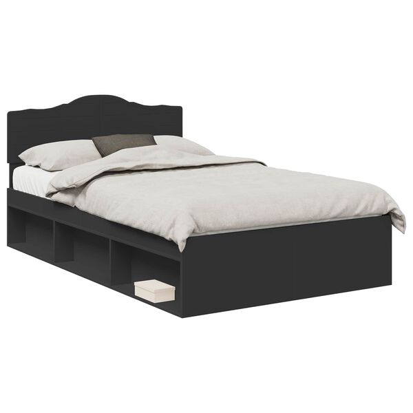 vidaXL Estructura de cama Negro 120 x 190 cm Madera de pino macizo