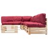 vidaXL Muebles de palets de jard&iacute;n con cojines rojos 4 piezas madera