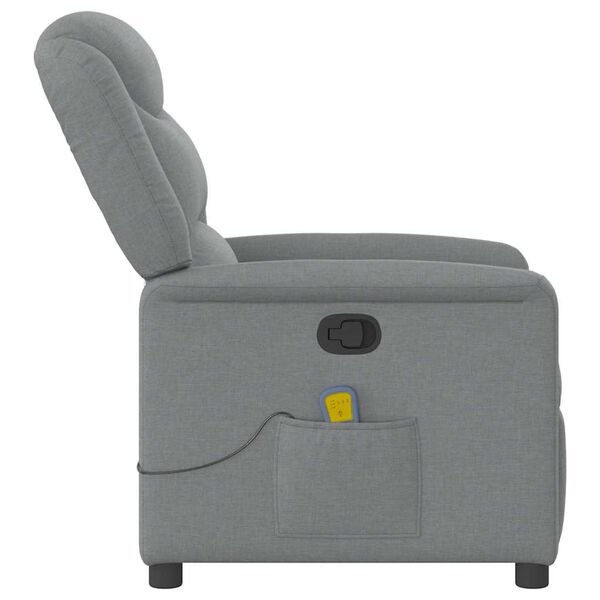 vidaXL Sill&oacute;n reclinable de masaje de tela gris claro