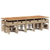 vidaXL Set comedor de jard&iacute;n con cojines 15 pzas rat&aacute;n sint&eacute;tico beige