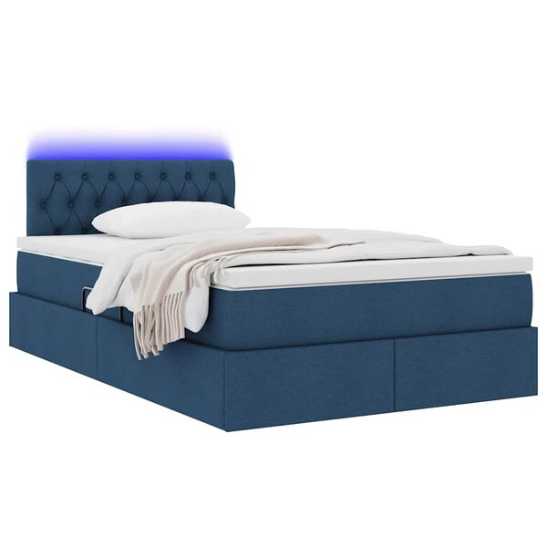 vidaXL Cama con almacenamiento y LED con LED Azul 120 x 190 cm tela