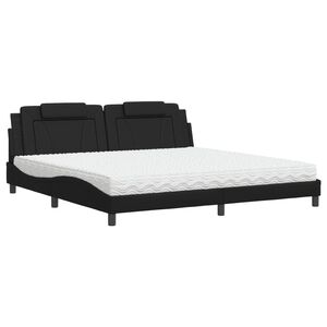 vidaXL Cama Viana con colch&oacute;n cuero sint&eacute;tico negro 200x200 cm
