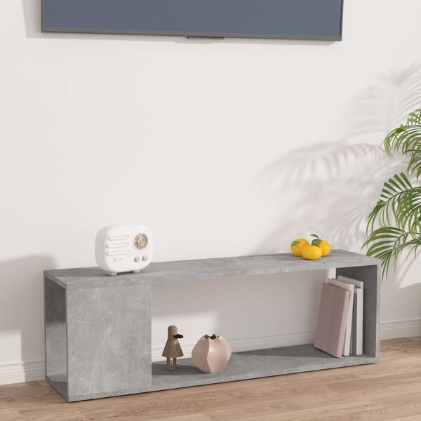 vidaXL Mueble para TV madera contrachapada gris hormig&oacute;n 100x24x32 cm