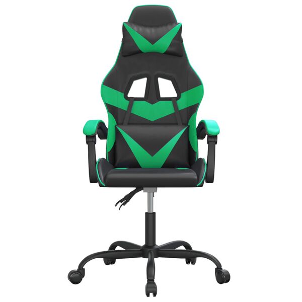 vidaXL Silla gaming giratoria cuero sint&eacute;tico negro y verde