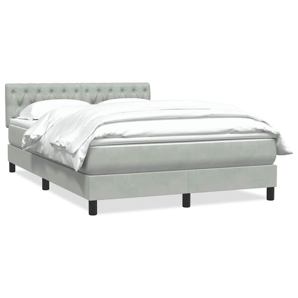 vidaXL Cama box spring con colch&oacute;n terciopelo gris claro 140x220 cm