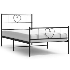vidaXL Estructura cama sin colch&oacute;n con estribo metal negro 90x190 cm