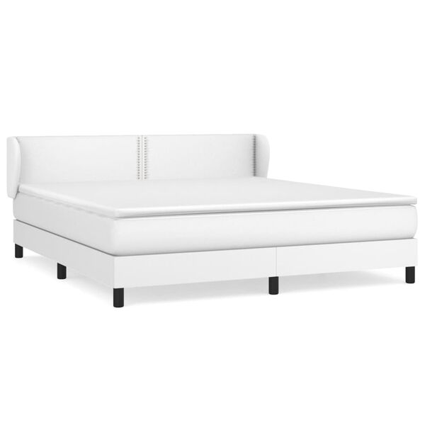 vidaXL Cama box spring con colch&oacute;n cuero sint&eacute;tico blanco 180x200 cm
