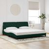 vidaXL Estructura de cama con LED sin colch&oacute;n terciopelo verde oscuro 200x200cm