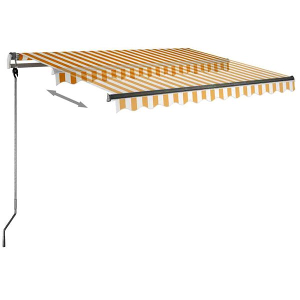 vidaXL Toldo de pie retr&aacute;ctil manual amarillo y blanco 350x250 cm