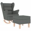 vidaXL Sillón mecedora con taburete tela gris oscuro