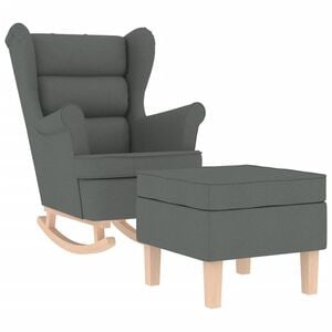vidaXL Sill&oacute;n mecedora con taburete tela gris oscuro