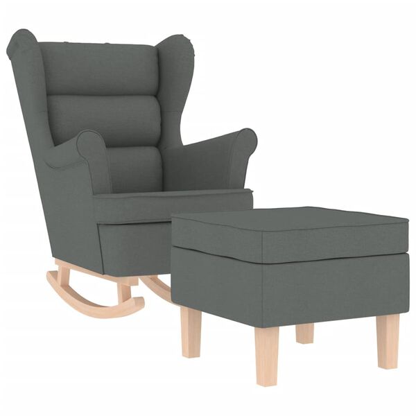 vidaXL Sillón mecedora con taburete tela gris oscuro