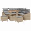 vidaXL Conjunto de sof&aacute;s de jard&iacute;n 8 uds. 7 plaza Beige Polirat&aacute;n