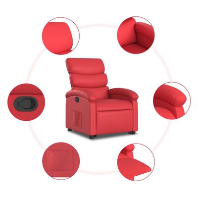 vidaXL Sillón reclinable elevable cuero artificial rojo